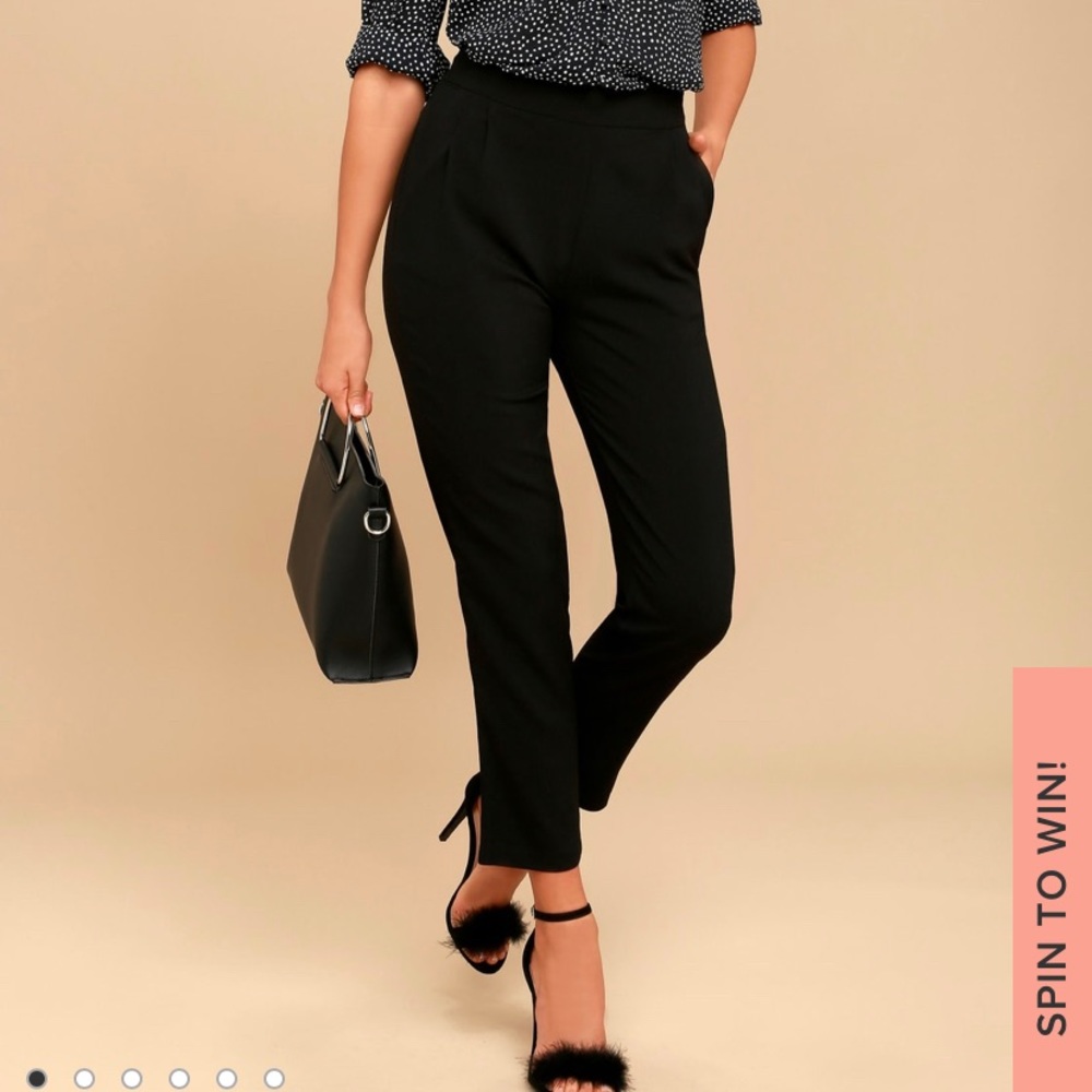 LuLu's Kick-It Black High Waisted Trouser Pants